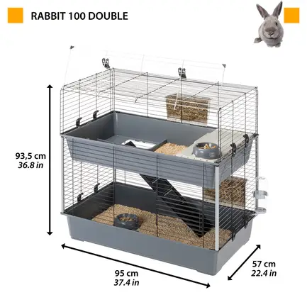 Ferplast CAGE RABBIT 100 DOUBLE Клітка 2 поверхи для кролів чорна: додаткове фото 2