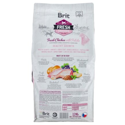 Сухий корм Brit Fresh для цуценят та молодих собак всіх порід, з куркою та картоплею, 12 кг — Фото 2