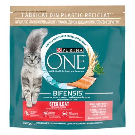 Сухий корм PURINA ONE Sterilcat для дорослих котів після стерилізації комплекс Bifensis з лососем 1,5 кг: додаткове фото 2