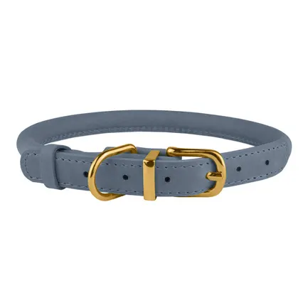 Нашийник для собак круглий шкіряний BronzeDog Crazy Денім M: додаткове фото 2