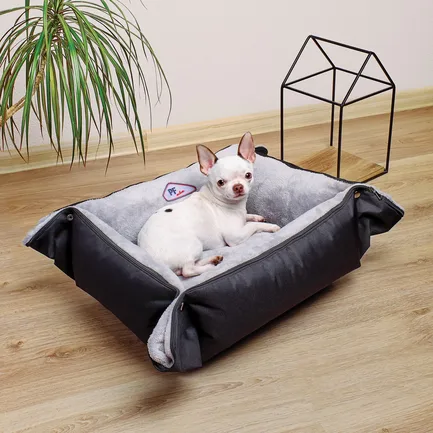 Лежак-трансформер Pet Fashion «Simon» для собак, 52х42х18 см, сірий/чорний: додаткове фото 2