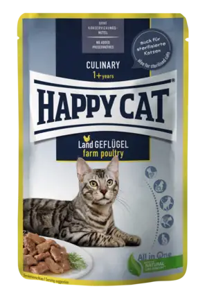 Вологий корм Happy Cat Culinary LandGeflügel у вигляді шматочків в cоусі для котів з птицею