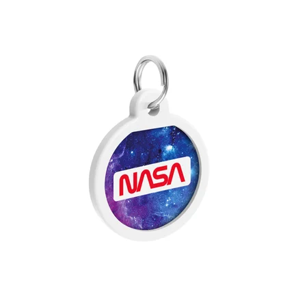 Адресник для собак і котів металевий WAUDOG Smart ID з QR паспортом, малюнок "NASA21", коло, Д 25 мм: додаткове фото 4