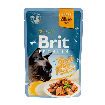 Вологий корм Brit Premium Cat Pouch для котів, філе тунця в соусі, 85 г — Фото 2