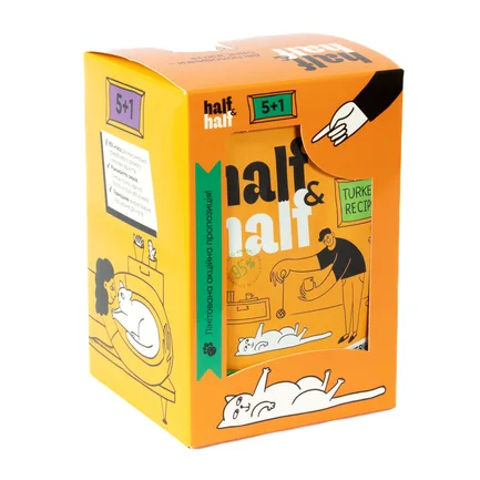 Набір вологих кормів Half&Half "5+1" для стерилізованих котів, шматочки з індичкою в желе, паучі, 6 шт*100 г: додаткове фото 3
