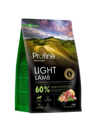 Корм сухий Profine Light Lamb and Potatoes для собак з надмірною вагою, з ягнятиною та картоплею, 3 кг