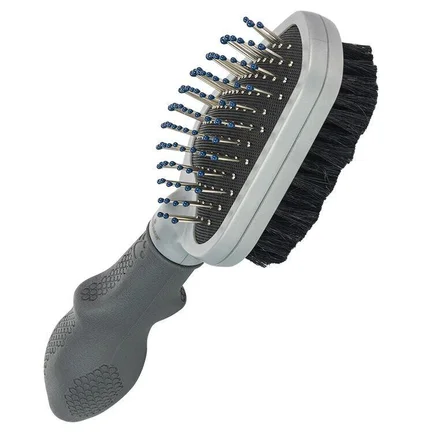 Гребінець-щітка FURminator для котів та собак, двостороння, з гумовою ручкою та захисними кульками: додаткове фото 2