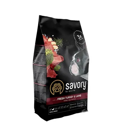 Сухий корм Savory Small для собак малих порід, зі свіжим ягням та індичкою, 3 кг