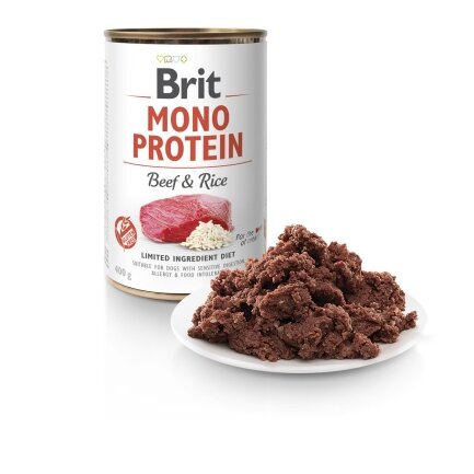 Вологий корм Brit Mono Protein Beef &amp; Rice для собак, з яловичиною та рисом, 400 г — Фото 1