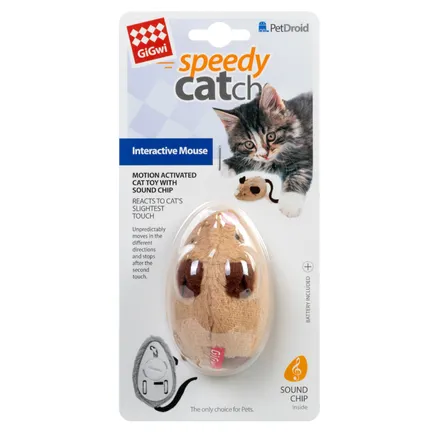 Іграшка для котів Інтерактивна мишка GiGwi speedy Catch штучне хутро, 9 см — Фото 1