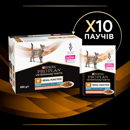 Вологий дієтичний корм PRO PLAN VETERINARY DIETS NF Renal Function Advanced Care для дорослих котів при патології нирок з лососем 10х85 г: додаткове фото 12