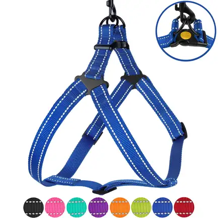 Шлея для Собак BronzeDog Active Нейлонова зі Світловідбиттям Синя M: додаткове фото 6