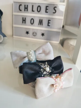 Chloe's Home Нашийник-метелик для собак Perlove екрю М: додаткове фото 2