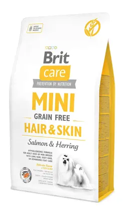 Сухий корм Brit Care GF Mini Hair & Skin для собак мініатюрних порід, для шкіри та шерсті, з лососем та оселедцем, 2 кг
