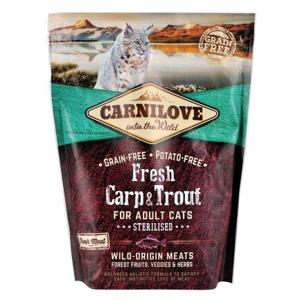 Сухий корм Carnilove Fresh Carp &amp; Trout для стерилізованих котів, риба, 400 г