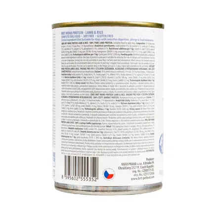 Вологий корм Brit Mono Protein Lamb & Rice для собак, з ягнятиною та рисом, 400 г: додаткове фото 3