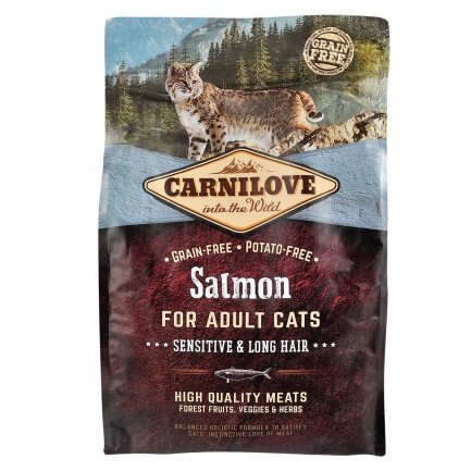 Сухий корм Carnilove Cat Sensitive &amp; Long Hair для котів з чутливим травленням, лосось, 2 кг — Фото 2