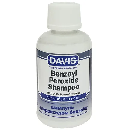 Davis Benzoyl Peroxide Shampoo ДЕВІС 2,5% БЕНЗОЇЛ ПЕРОКСИД шампунь для собак і котів з демодекозом і дерматитами 0,05 л