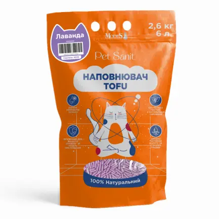 Наповнювач Tofu - лаванда 2,6 кг, 6 л, , ПетСаніт (PetSanit), MODES