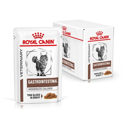 Дієтичний вологий корм Royal Canin GASTROINTESTINAL MODERATE CALORIE CAT(шматочки у соусі) для котів 12х85г 8+4