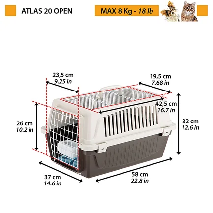 Ferplast CARRIER ATLAS 20 OPEN Контейнер для транспорт тварин: додаткове фото 2