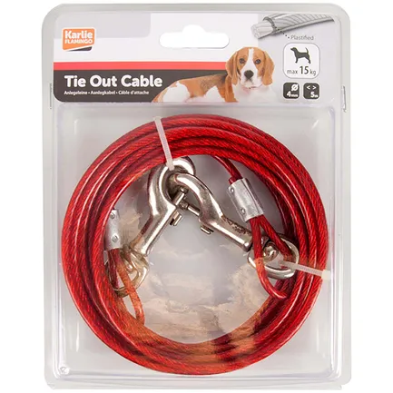 Flamingo Tie Out Cable ФЛАМІНГО ПРИВ’ЯЗОК для собак до 15 кг, трос 5м d=4 мм, L=5 м