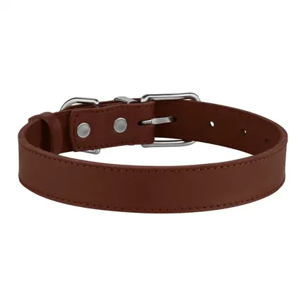 Нашийник для Собак Шкіряний BronzeDog Classic з Хромованою Фурнітурою Коричневий 2XS: додаткове фото 3