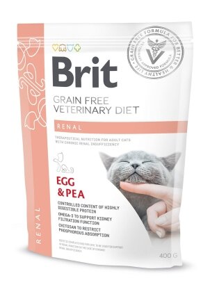 Сухий корм Brit GF VetDiet Cat Renal для котів, при захворюваннях нирок, з яйцем та горохом, 400 г