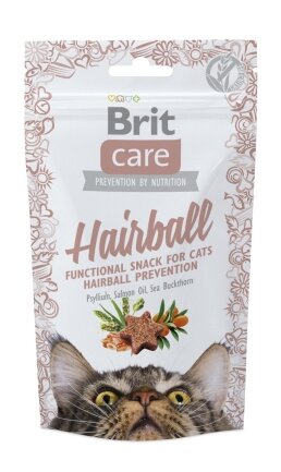 Функціональні ласощі Brit Care Hairball з качкою для котів, 50г