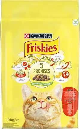 Сухий корм FRISKIES для дорослих котів з яловичиною, куркою і овочами 10 кг