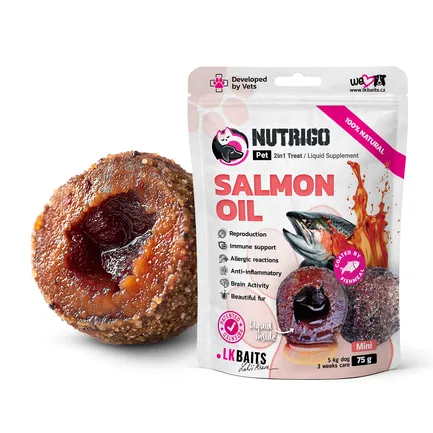 LK Baits Pet Nutrigo Salmon Oil Mini Функціональні ласощі для собак дрібних порід з олією лосося (Ø 15 мм), 75 г
