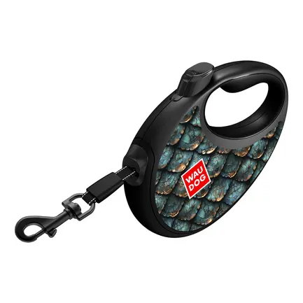 Повідець-рулетка для собак WAUDOG R-leash з контейнером для пакетів, малюнок "Луска", світловідбивна стрічка, L, до 40 кг, 5 м: додаткове фото 4