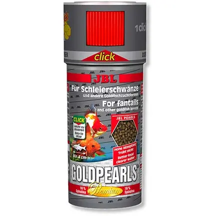 JBL Gold Pearls СLICK преміум корм для золотих риб, 250 мл, з дозатором.
