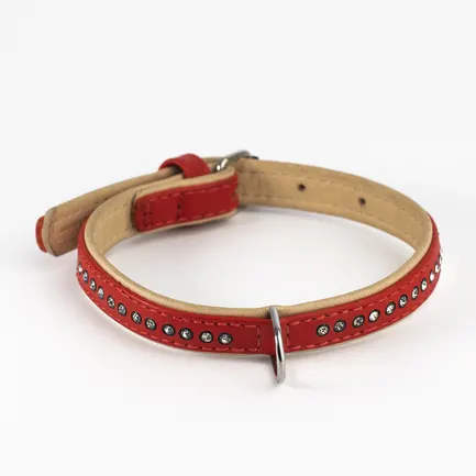 Нашийник "CoLLaR brilliance" зі стразами преміум класу (ширина 15мм, довжина 27-36см) червоний: додаткове фото 2