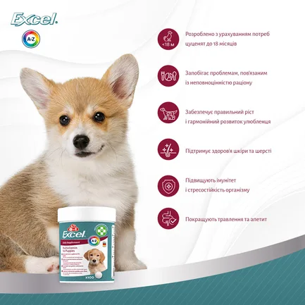 Вітаміни 8in1 Excel Multi Vitamin Puppy для цуценят та молодих собак, мультивітамін, 100 шт: додаткове фото 9