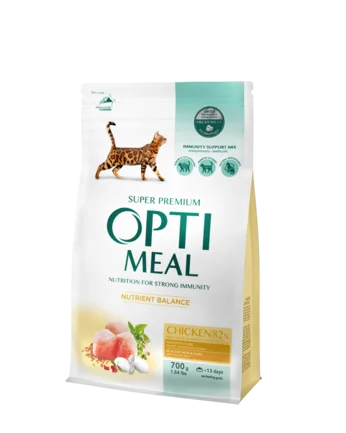 OPTIMEAL™. Повнораціонний сухий корм для дорослих котів - курка, 0,7 кг