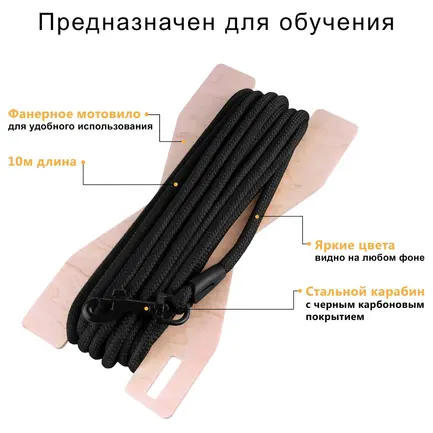 Повідець для Собак Bronzedog Active зі Шнура Тренувальний Чорний L: додаткове фото 2