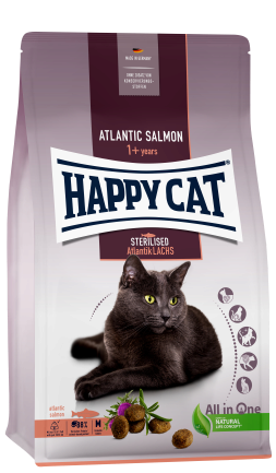 Сухий корм Happy Cat Sterilised Atlantik Lachs для дорослих стерилізованих котів зі смаком лосося, 300 г, 70578