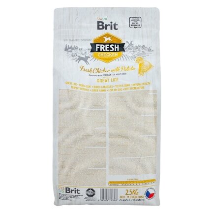 Сухий корм Brit Fresh для дорослих собак всіх порід, з куркою та картоплею, 2,5 кг — Фото 2