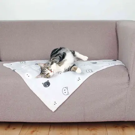 Килимок Trixie Mimi для котів, плюшевий, з мордочками, 70х50 см (сірий): додаткове фото 2