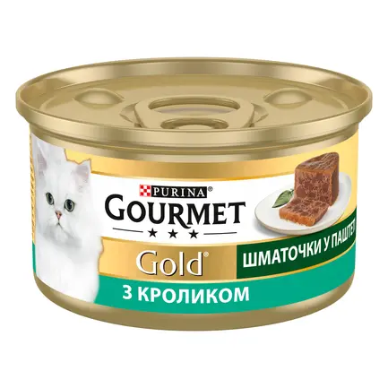 Вологий корм GOURMET Gold для дорослих котів шматочки у паштеті з кроликом 85 г: додаткове фото 2