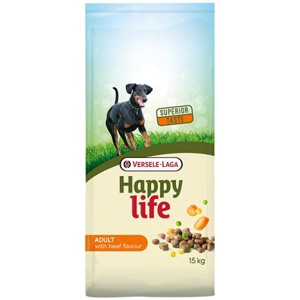 Happy Life Adult with Beef flavouring ХЕППІ ЛАЙФ ЯЛОВИЧИНА сухий преміум корм для собак усіх порід 15 кг