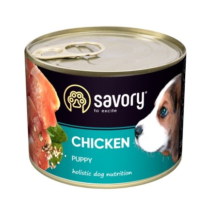 Вологий корм Savory для цуценят усіх порід, з куркою, 200 г