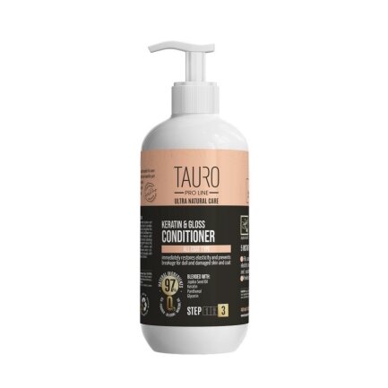 Кератиновий кондиціонер для шерсті собак та котів TAURO PRO LINE Ultra Natural Care Keratin &amp; Gloss Conditioner, 400 мл