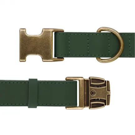 Нашийник для собак шкіряний BronzeDog Antiq зелений S: додаткове фото 4