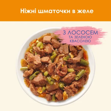 Вологий корм CAT CHOW Adult для дорослих котів шматочки в желе з лососем та зеленою квасолею 85 г: додаткове фото 7