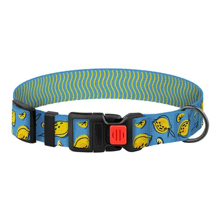Нашийник для Собак BronzeDog Urban Fruits Нейлоновий з Пластиковою Пряжкою Лимони M: додаткове фото 2