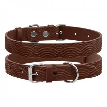 Нашийник для Собак Шкіряний BronzeDog Classic з тисненням Коричневий M