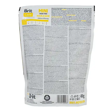 Сухий корм Brit Care GF Mini Hair & Skin для собак мініатюрних порід, для шкіри та шерсті, з лососем та оселедцем, 400 г: додаткове фото 3