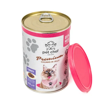 Корм вологий для дорослих котів Pet Chef, шматочки в желе з індичкою 415 г: додаткове фото 3